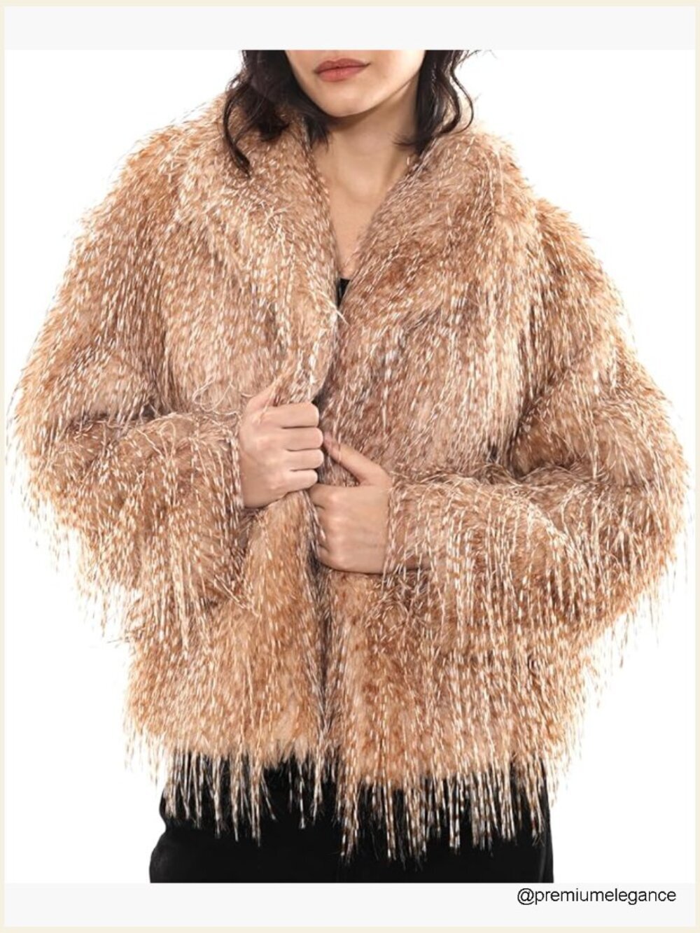 Women's Faux Fur Open Front Coat with Pockets
